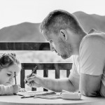 Dad drawing with daughter